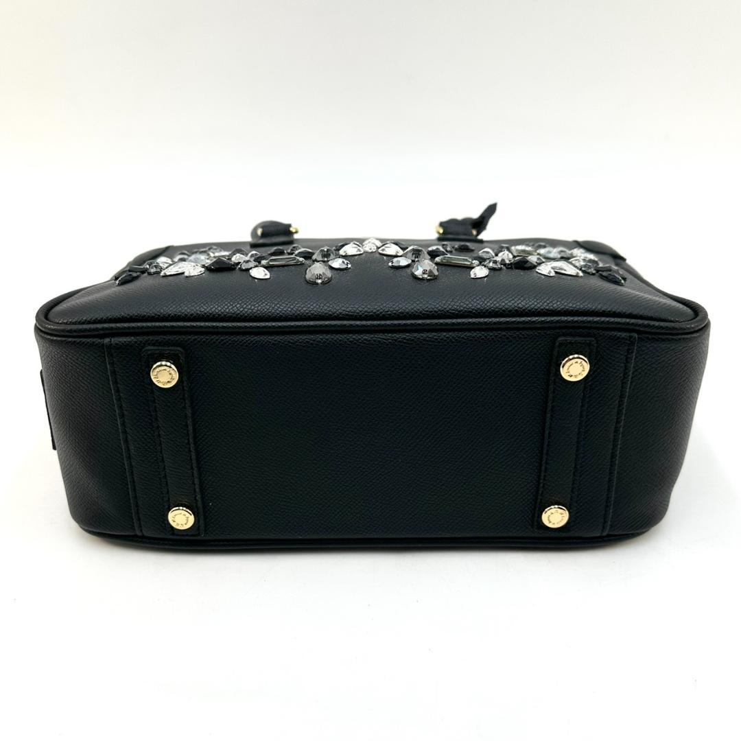 A.D.M.J. スワロフスキー ビジュー ハンドバッグ トートバッグ ブラック