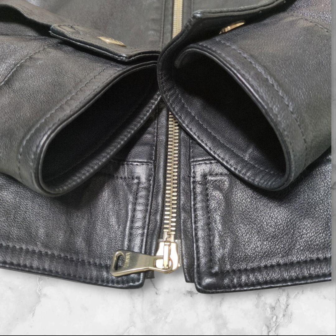 美品✨EMMETI JURI ゴールドジップ 黒 44 シングルライダース