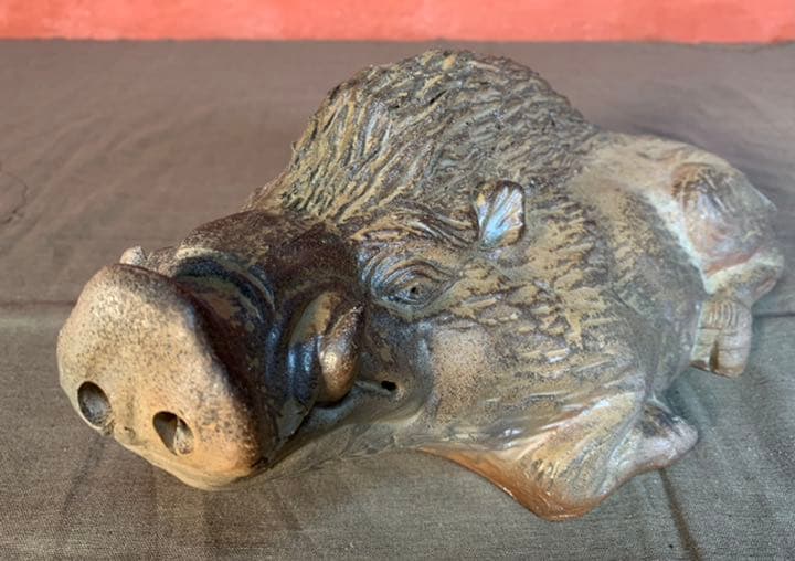 備前焼 小野田瑞穂 作 干支『亥』 共箱有り