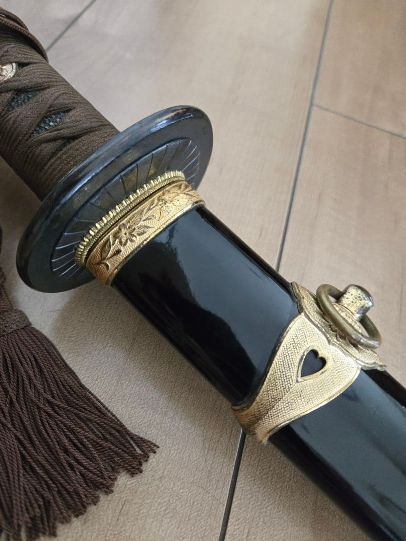 第二次大戦頃/実物　極美品　海軍士官軍刀拵え(刀身なし)　高級漆鞘　番号揃い