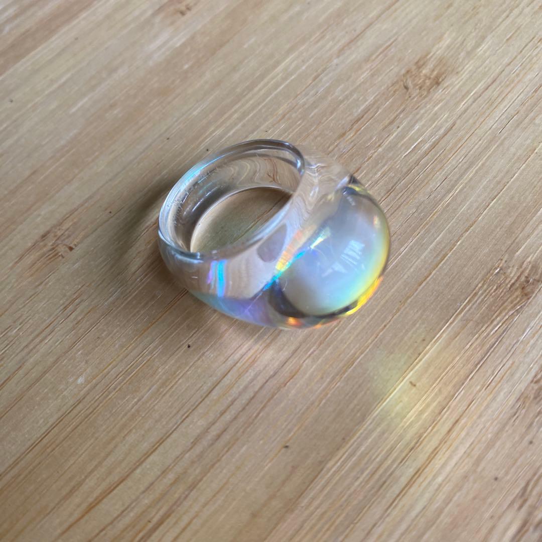 Baccarat❤️ガラスリング クリア アーク リング 虹色の輝き☆フランス製 Baccarat❤️ガラスリング クリア アーク リング 虹色の輝き☆フランス