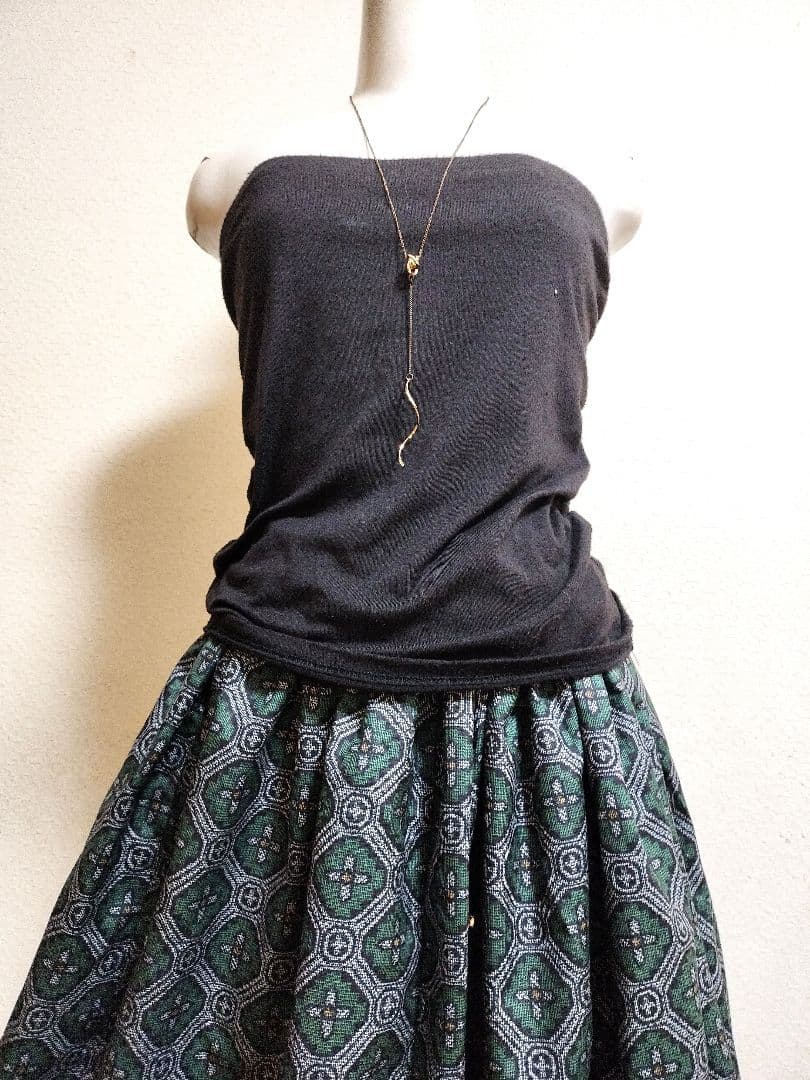 1809　大島紬リメイク☆ギャザースカート+ガウチョパンツ＆トートバッグストール