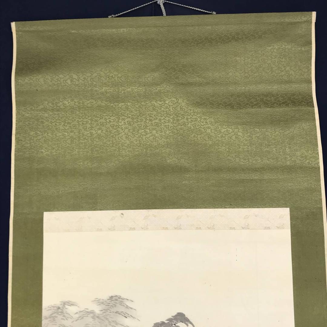 【真作】師氏貫行/滝山水図/掛軸/名家伝来/AD-164