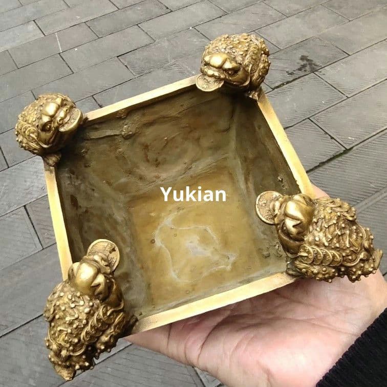 金蟾斗四方 納財 日進斗金 家用 聚宝盆 装飾品 工芸品 美術品