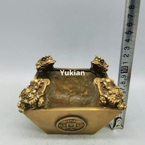 金蟾斗四方 納財 日進斗金 家用 聚宝盆 装飾品 工芸品 美術品