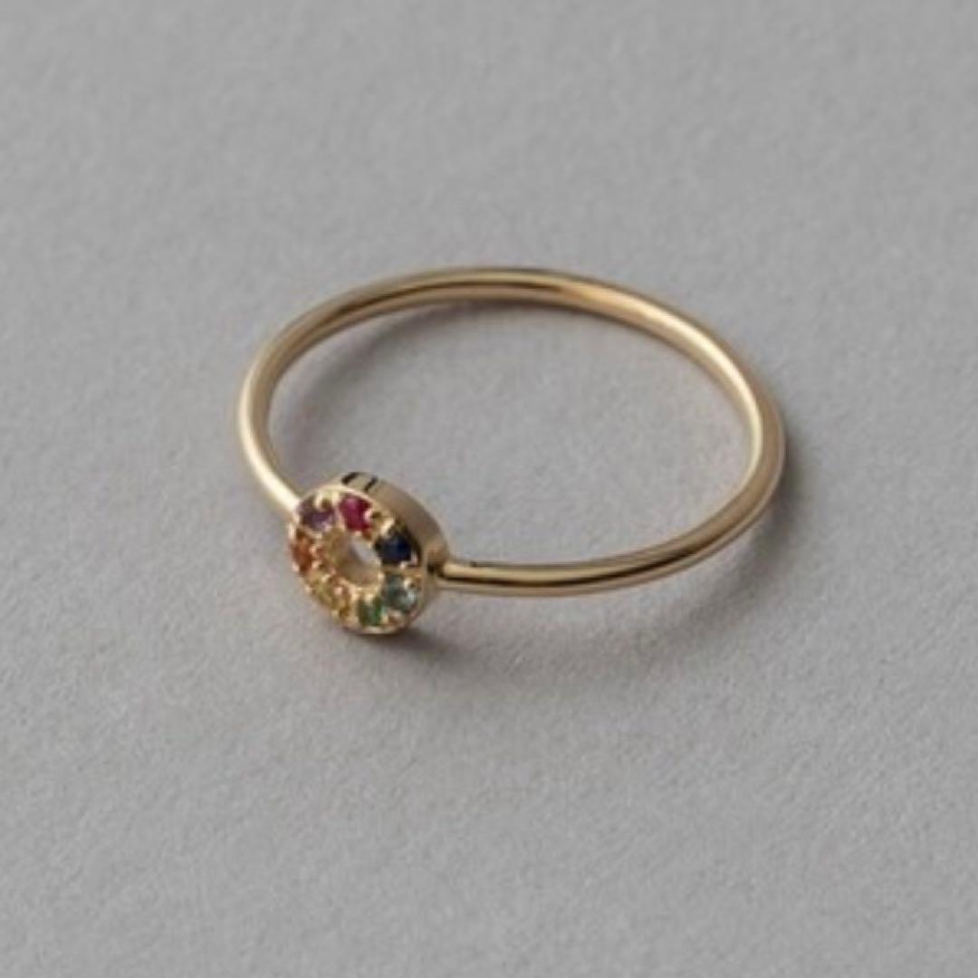ete K10 YG レインボーナチュラルストーンリング　13号