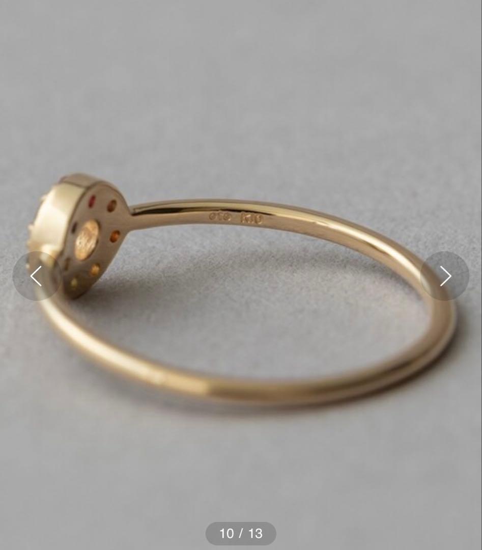 ete K10 YG レインボーナチュラルストーンリング　13号