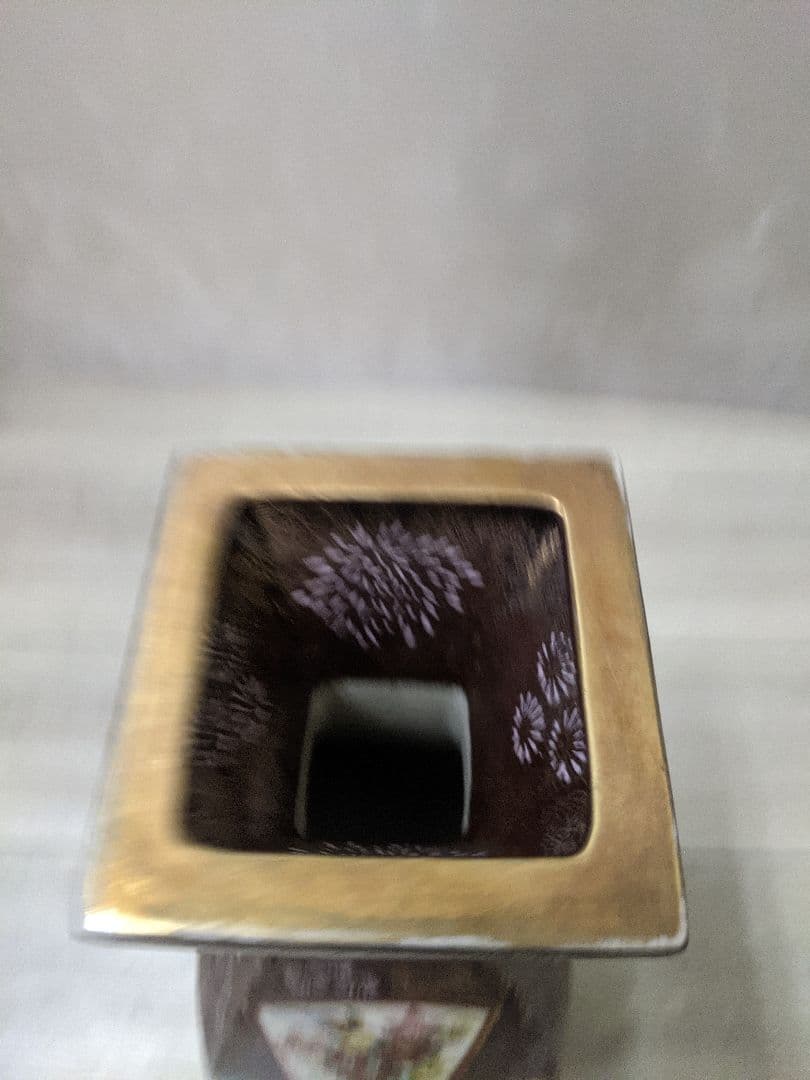 薩摩焼 飾り壷 金彩 金つぶ 山水 花鳥文 花瓶 連山 飾り耳付