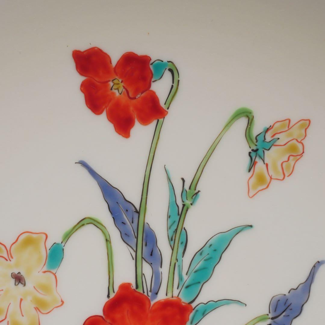 人間国宝 十四代 酒井田柿右衛門 本人作 濁手 すみれ文 皿 共箱 共布