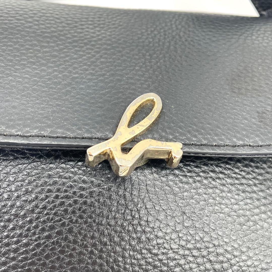 【極美品】アニエスベー　ショルダーバッグ　ゴールド金具　レザー　ブラック