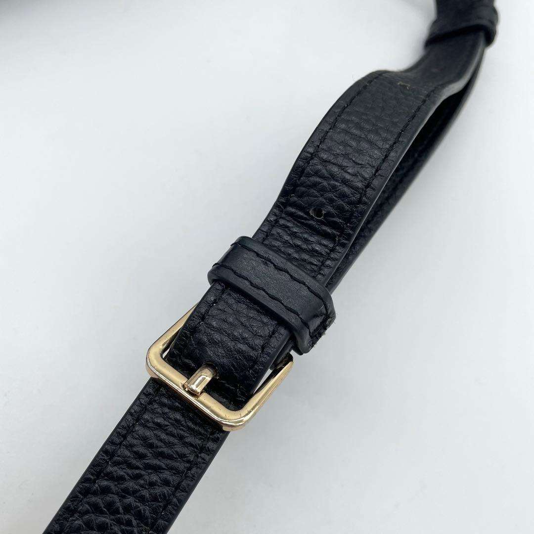 【極美品】アニエスベー　ショルダーバッグ　ゴールド金具　レザー　ブラック