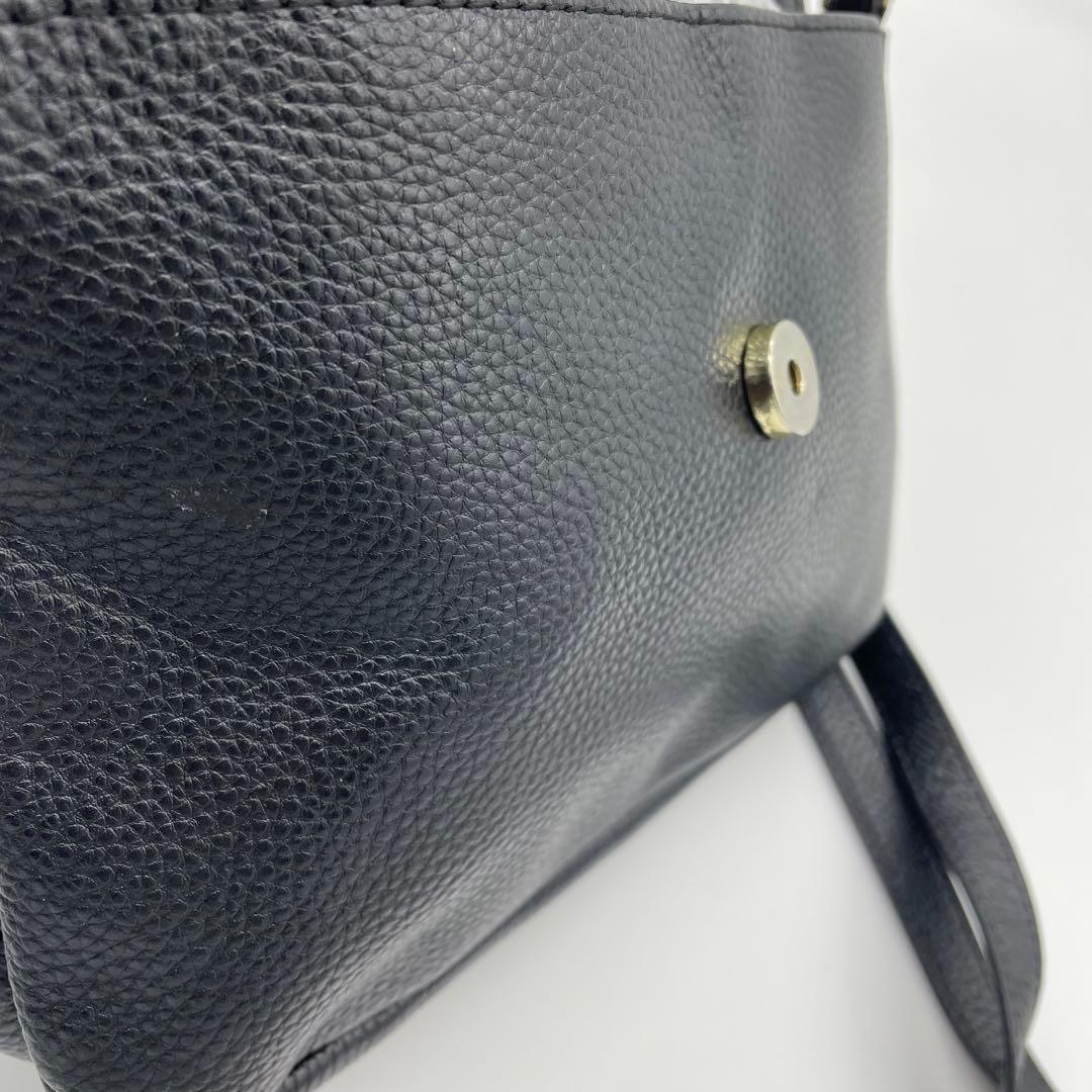 【極美品】アニエスベー　ショルダーバッグ　ゴールド金具　レザー　ブラック