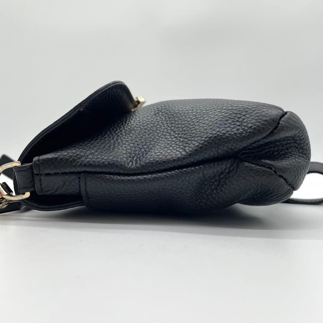 【極美品】アニエスベー　ショルダーバッグ　ゴールド金具　レザー　ブラック