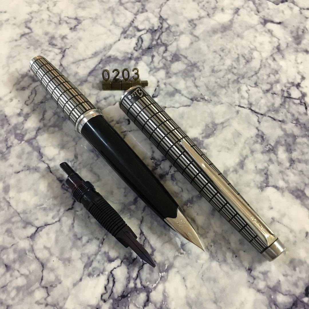 0203 オーバーホール済み 万年筆 PILOT Elite 全格子 18k