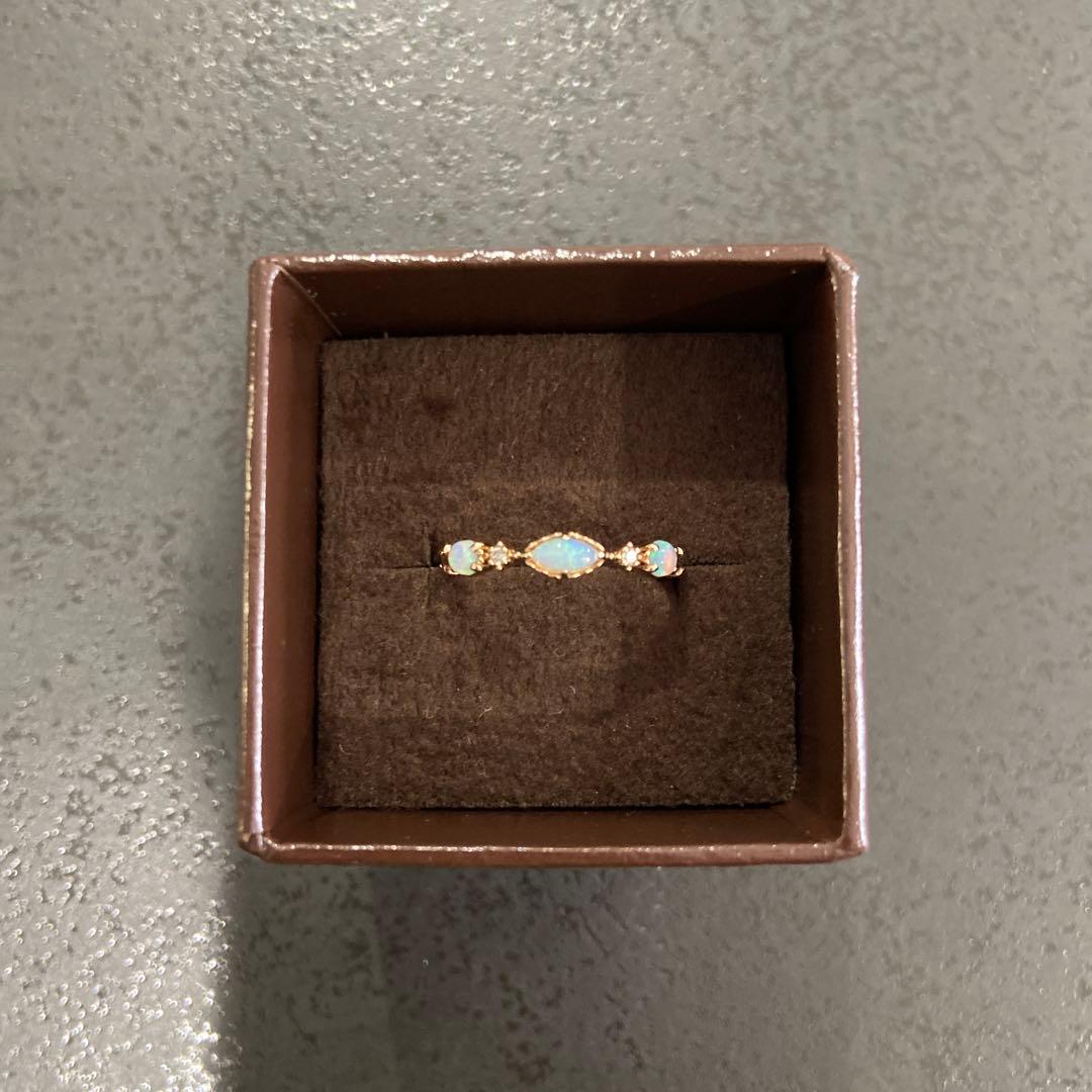 アガット　リング　オパール　ダイヤ　K10 10号