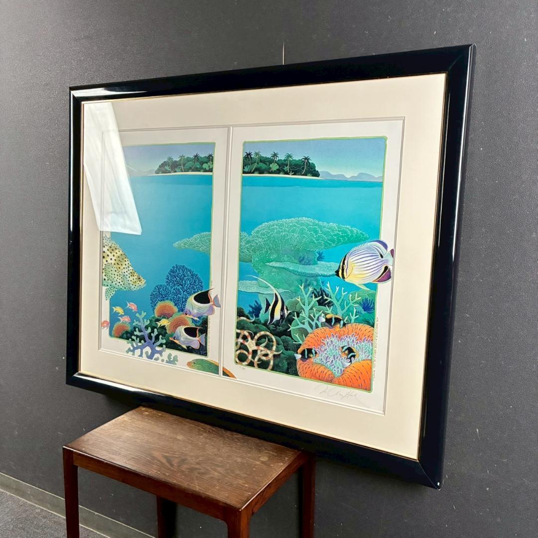 ジョアン・フック「サンゴ礁の熱帯魚」リトグラフ2点 大作 直筆サイン