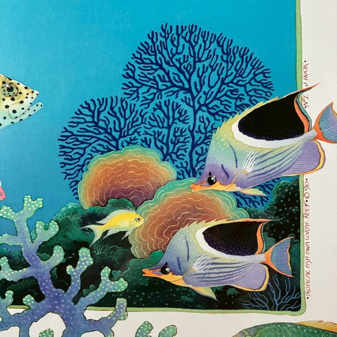 ジョアン・フック「サンゴ礁の熱帯魚」リトグラフ2点 大作 直筆サイン