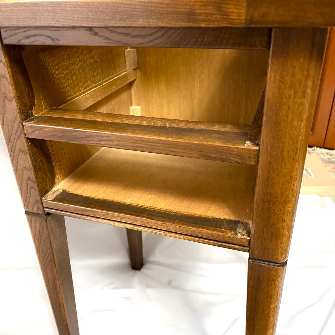 イタリアGiglio社マホガニー木製サイドテーブル ガラス天板2つ引き出し