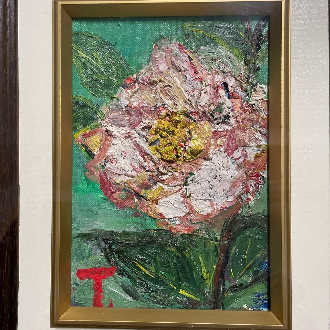 丸山妙子 油彩画 油絵 SMサイズ 1986 ボタン 価格交渉可❗️