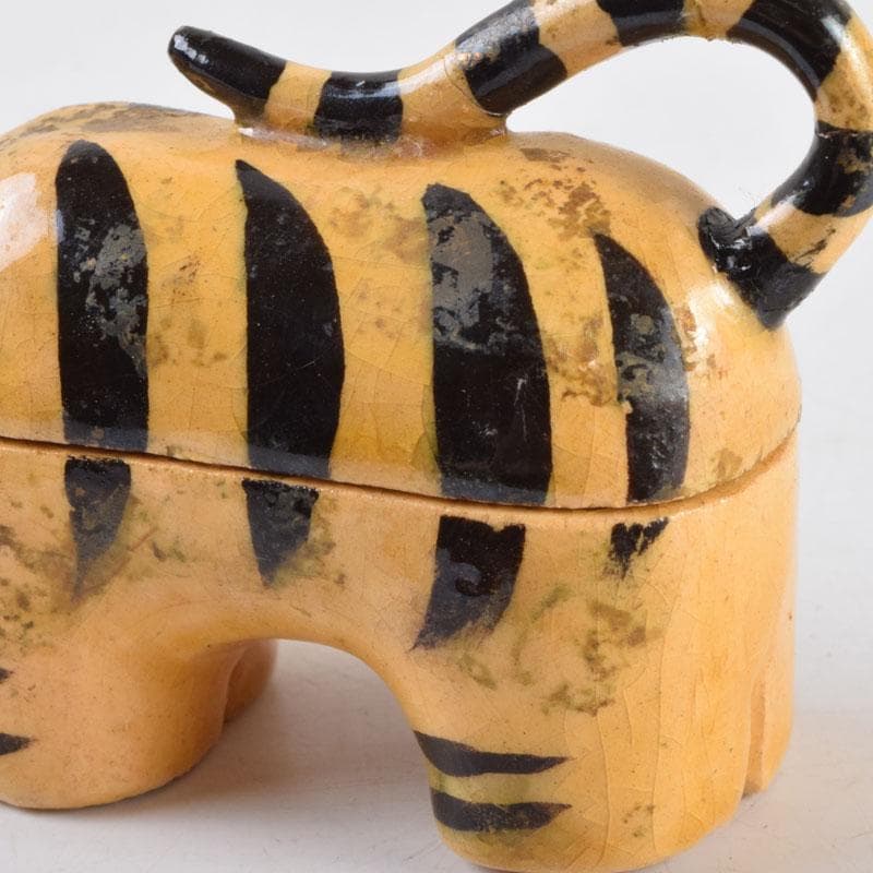 茶道具 京焼 清水六兵衛造 色絵 虎香合 干支 共箱 V 8807