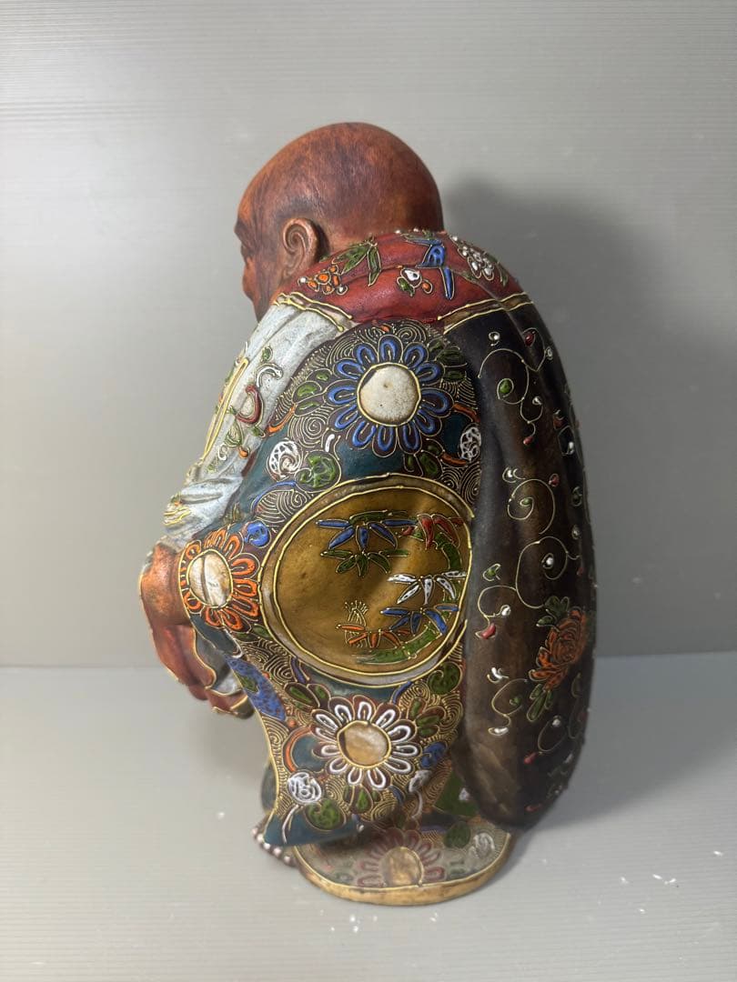 2593 九谷焼 布袋様 置物 陶芸 七福神 縁起物 時代物