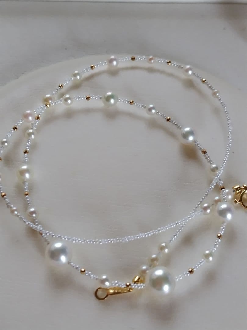 K18 各サイズの、アコヤ真珠と、あこや砂芥子パールの、オメガ風