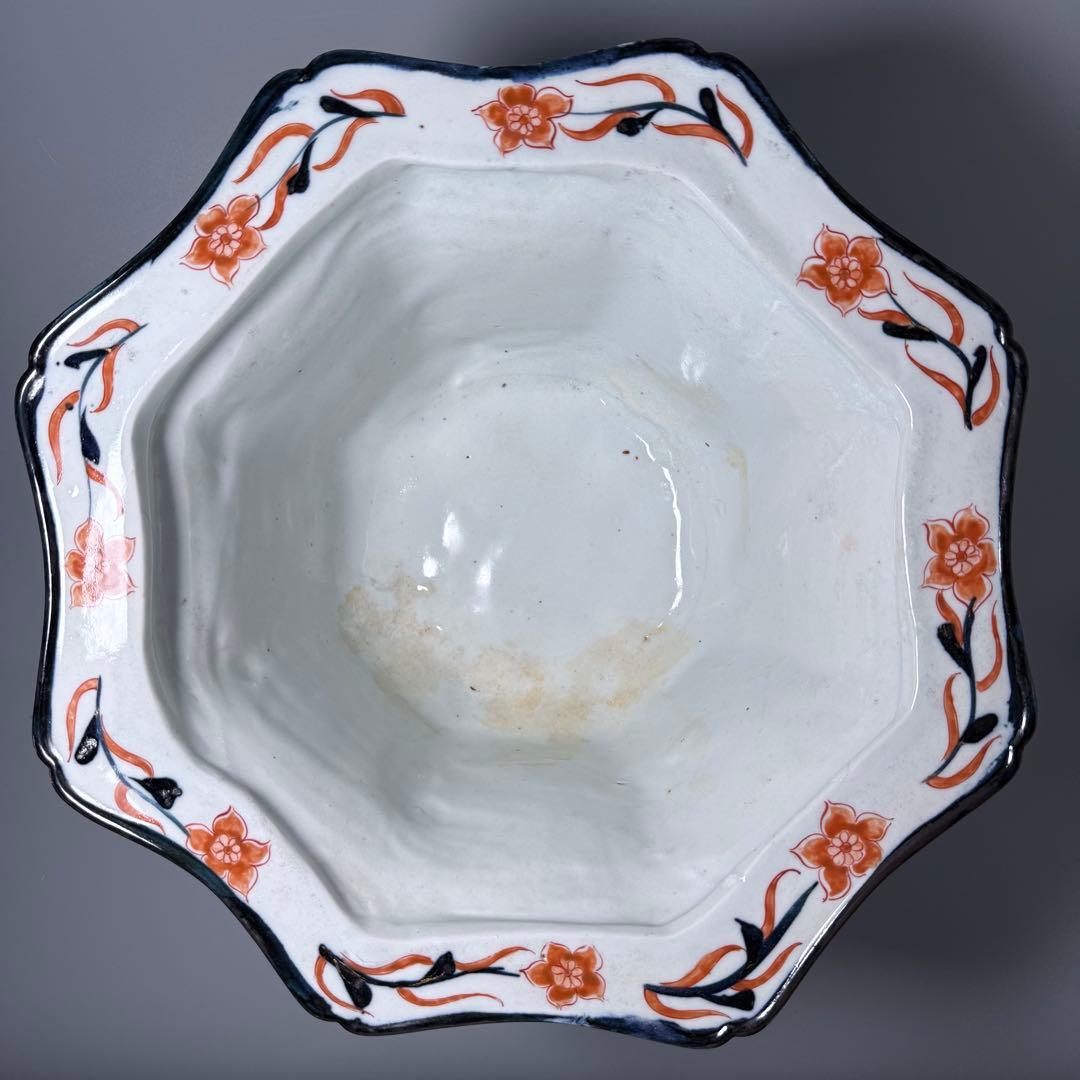 幕末〜明治期　染錦美人図大鉢　盆栽　植木鉢　高さ26cm　直径37.5cm