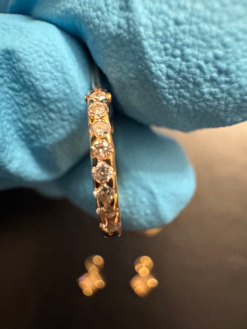 18 YG 2WAY D級ダイヤ0.2✖️2 ピアス 刻印あり