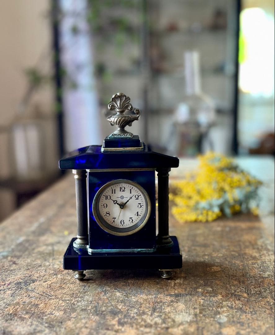 精工舎 SEIKOSHA 宮型ガラス置時計 アンティーク 大正ロマン 傷あり