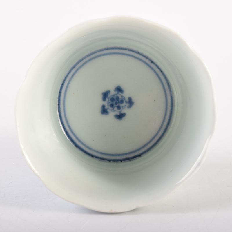 伊万里焼　染付　角福柿右衛門様式　松竹梅文　猪口　時代箱付　C　6969