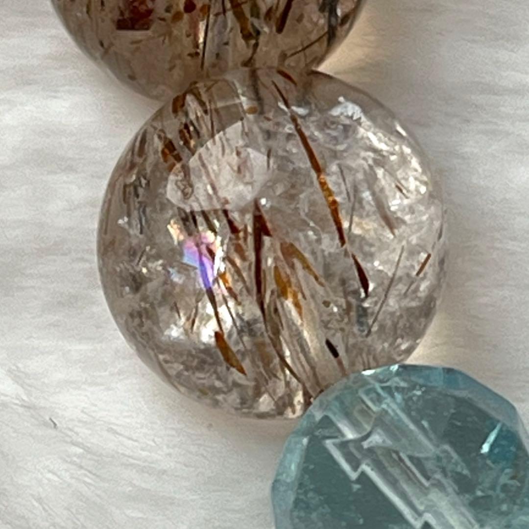 ラリマー＆大玉ブラックキラキラ✨ルチル・ブラックスーパーセブン天然石ブレスレット