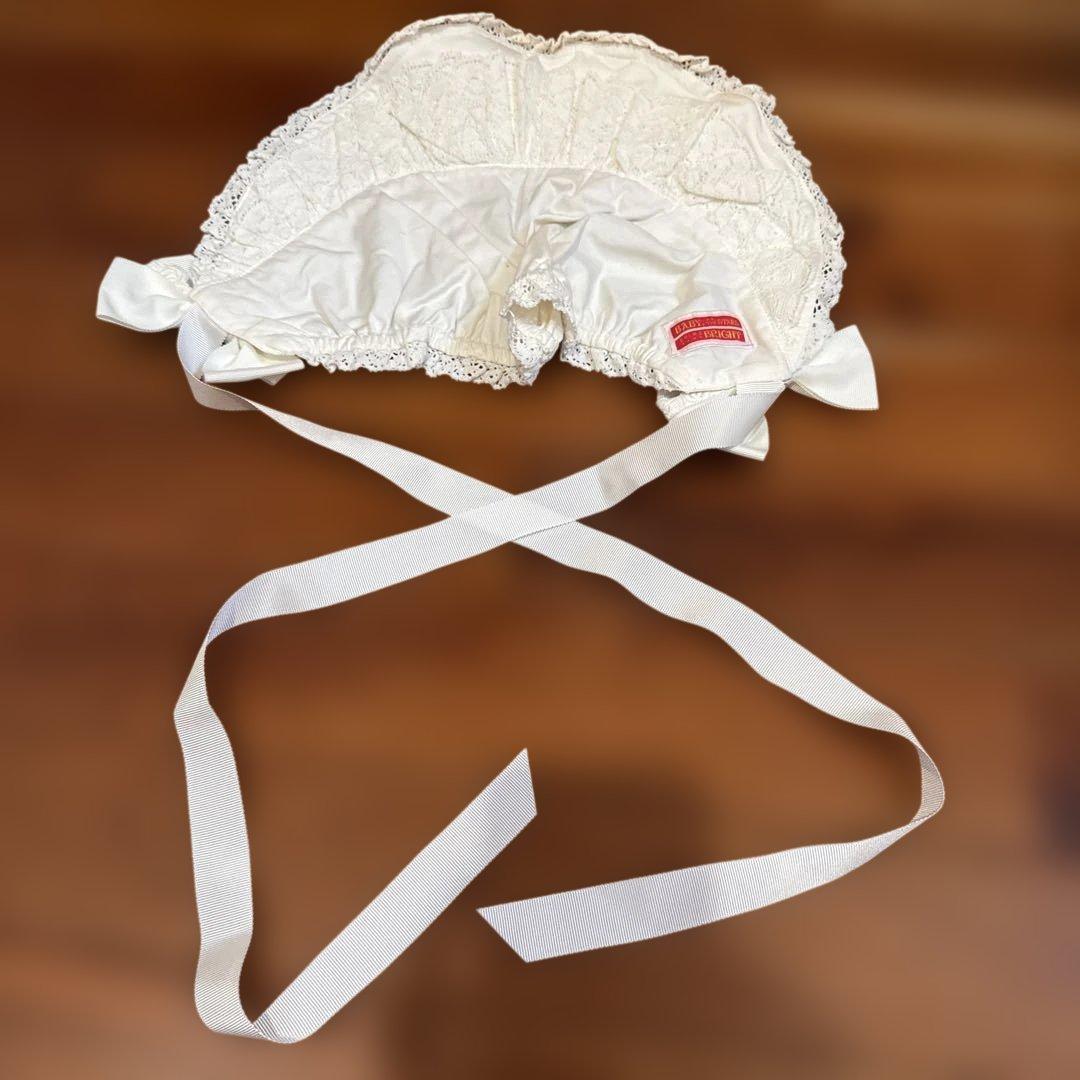 Dolly Ribbonヘッドドレス & 薔薇レースのハーフボンネット　オフ白