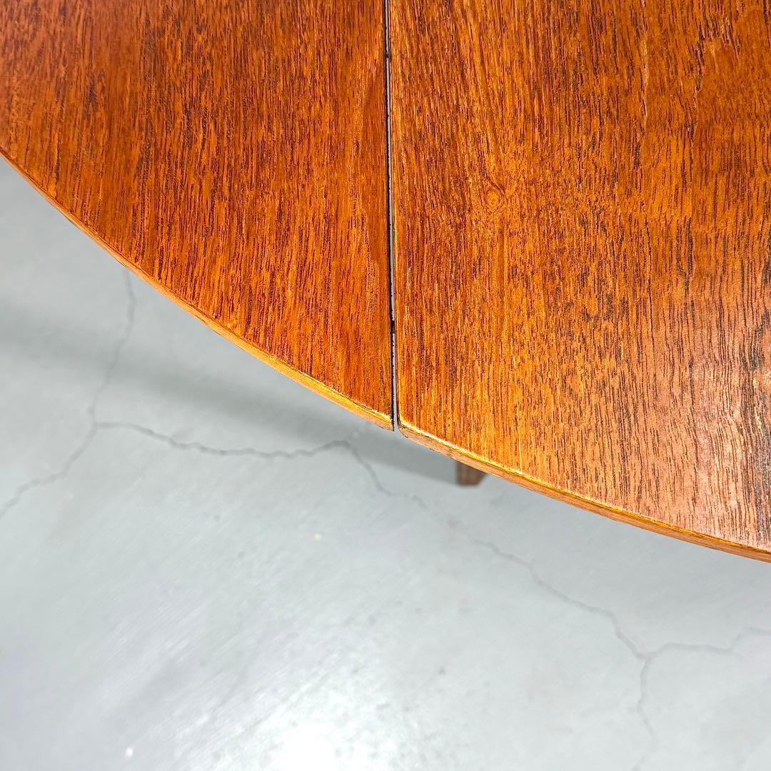 イギリス ビンテージ チークドロップリーフ ラウンドテーブル (301)