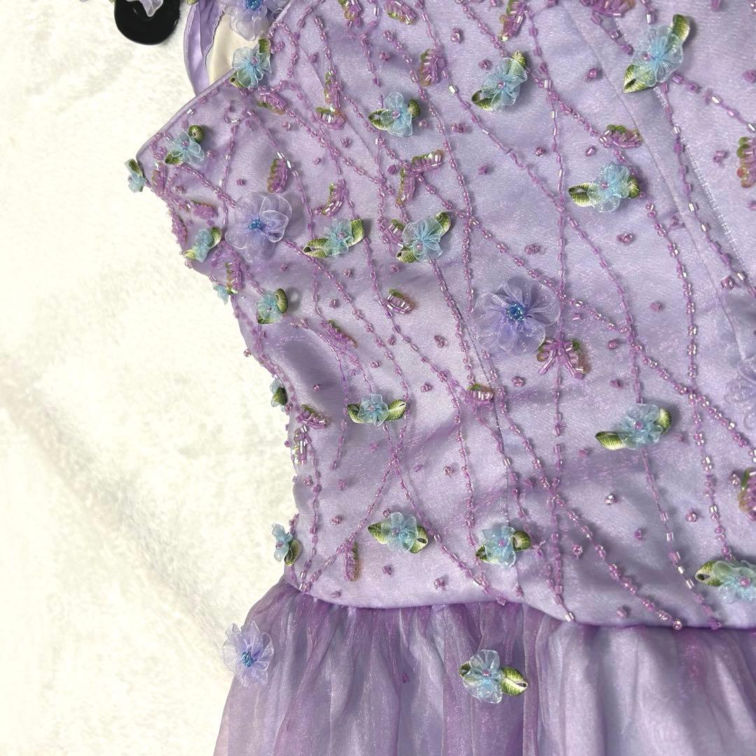 美品✨エメ　カラードレス　ビーズ刺繍　 フラワー　披露宴　演奏会　パーティドレス