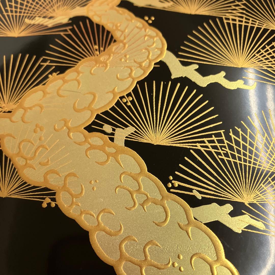 会津塗黒金老松松竹梅3段重箱