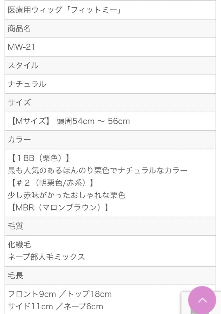 医療用ウィッグ　フィットミー　MW-21 未使用