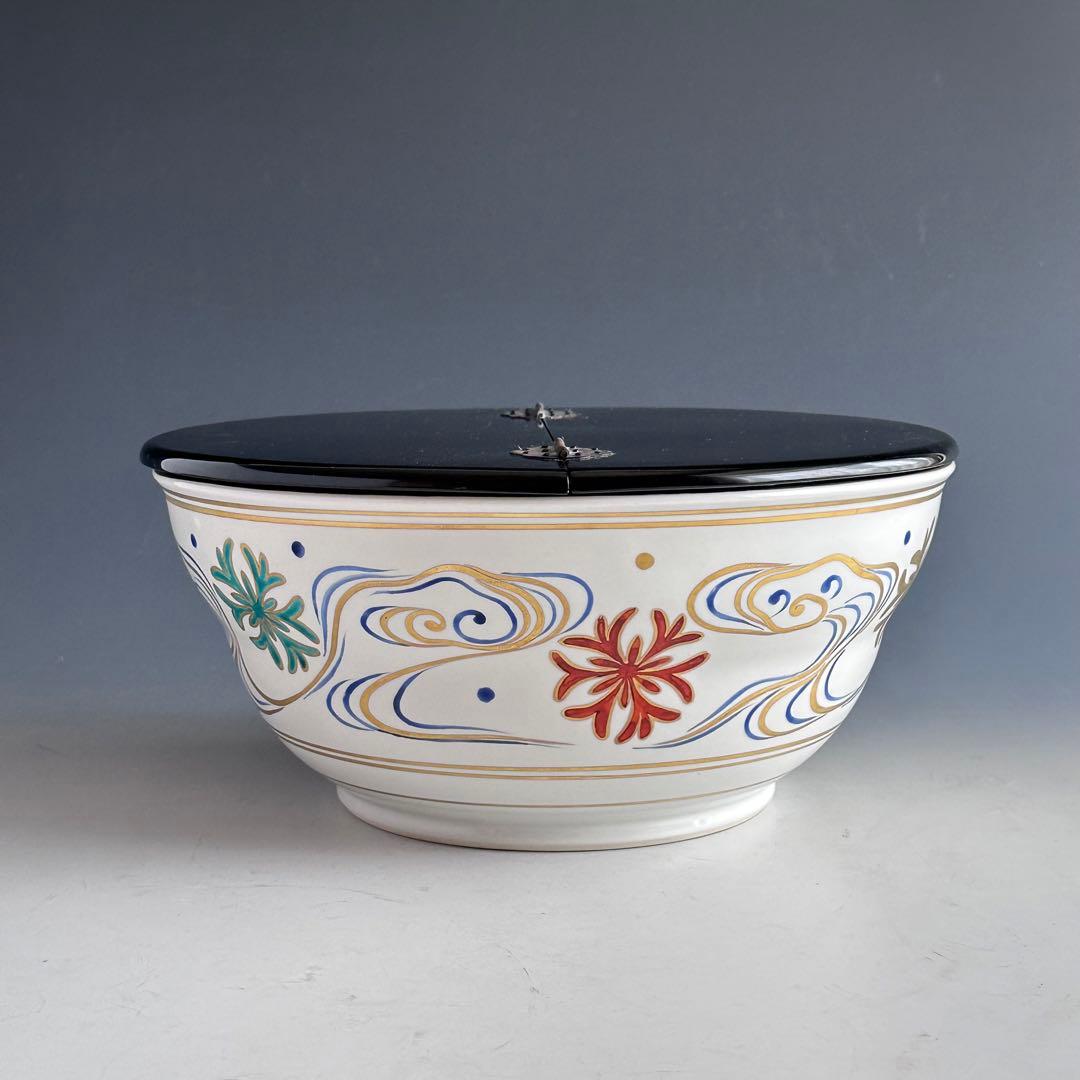 茶道具 色絵 海松波 平水指 手塚景雲 共箱 夏 稽古 茶会