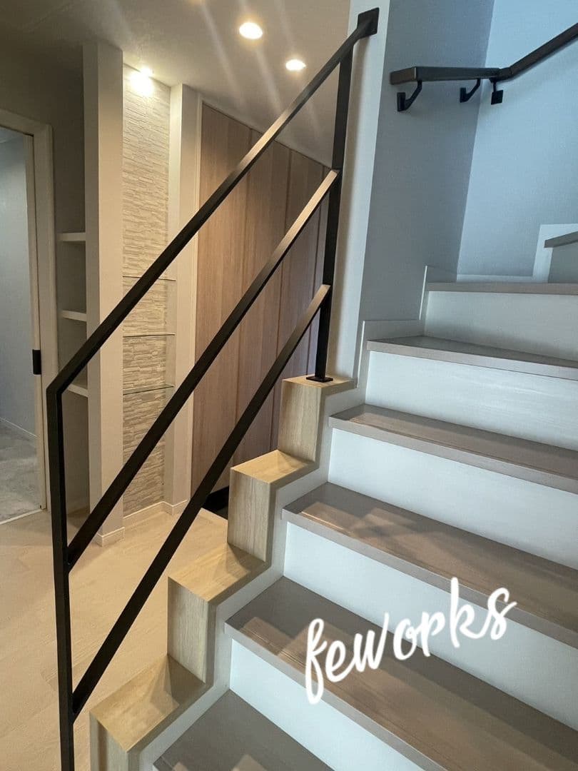 オーダーメイド製作手すり アイアン手摺 おしゃれ 鉄 階段 ささら