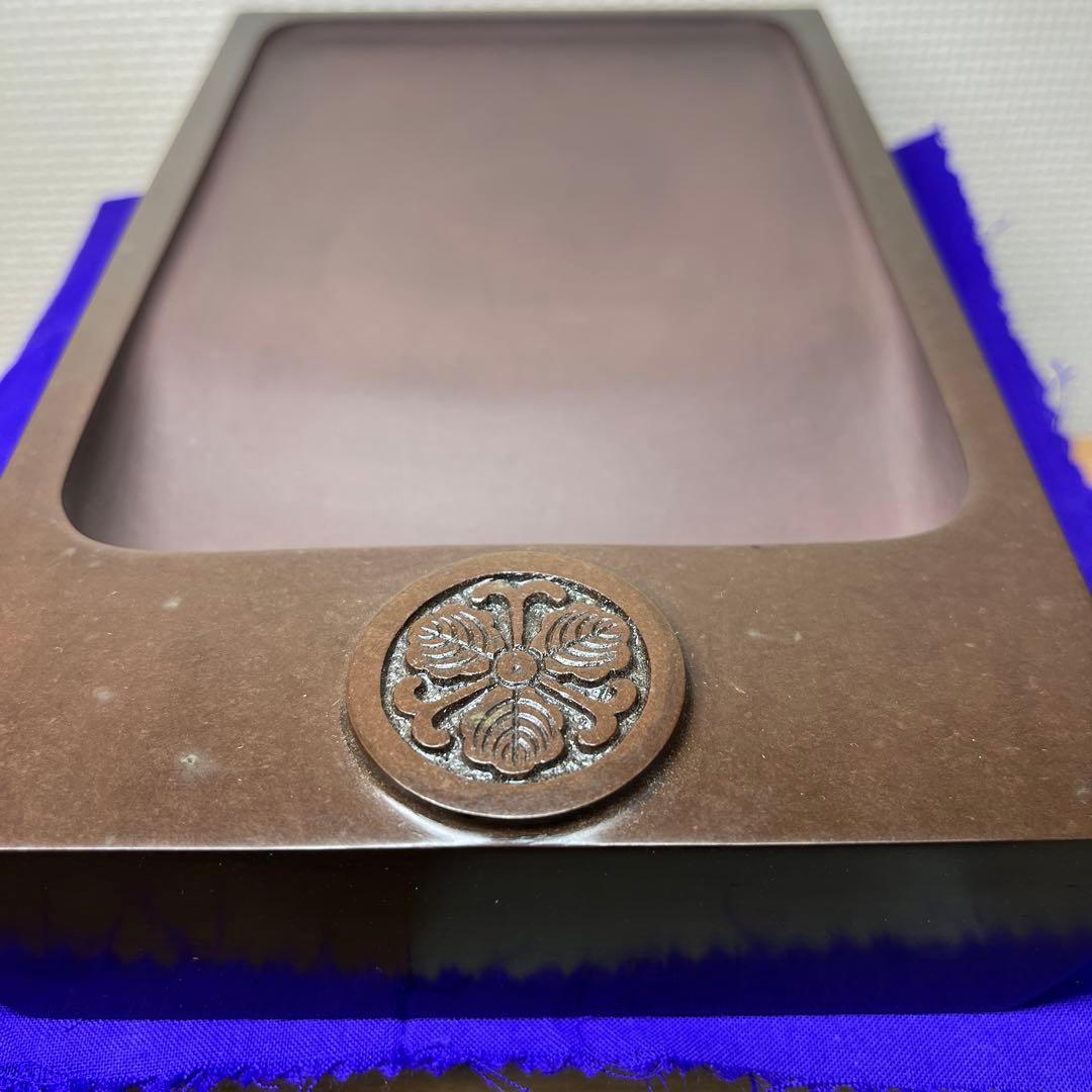 ⭕️赤間硯 名工 三代 日枝玉峯 特殊作品 彫刻長方研 美品 逸品 工芸品
