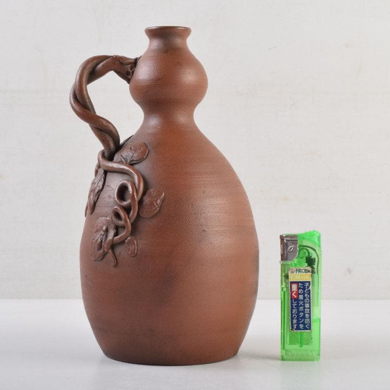 くう様専用 桂又三郎極め 江戸中期 古備前 蔓付瓢徳利 共箱 V 9003