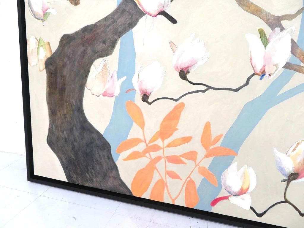 真作保証 荻野 夕奈 白木蓮 油彩 油絵 アート 芸術 絵画