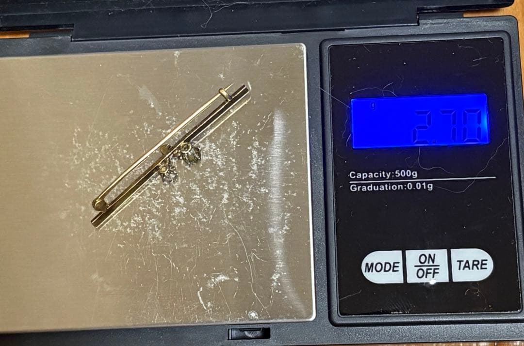 最終】K18 750 ブローチ メレダイヤ シトリン