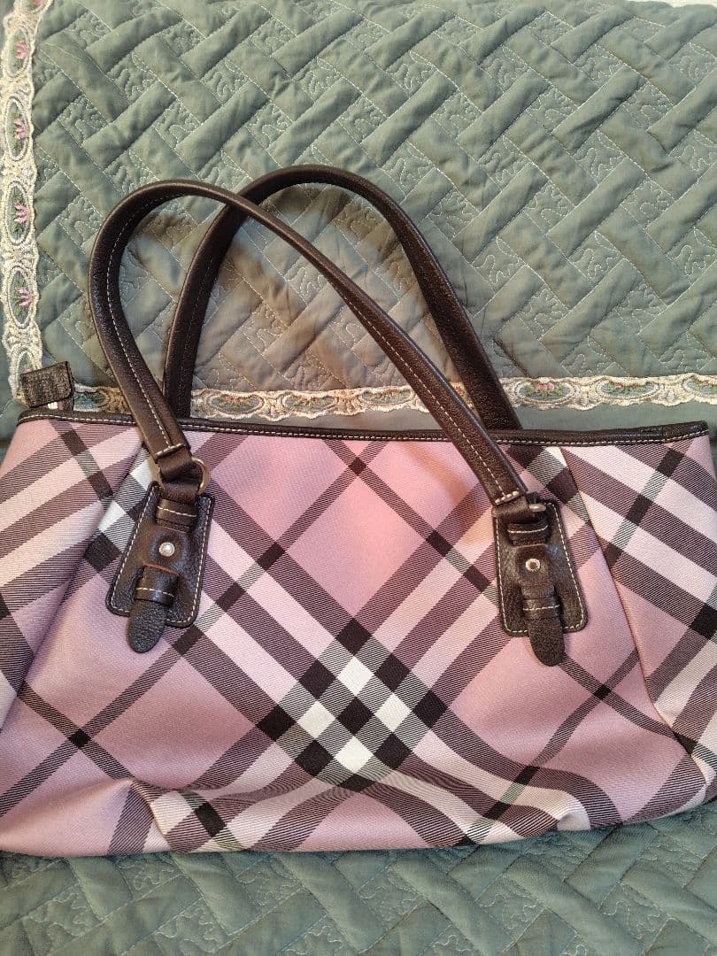 バーバリーブルーレーベル　BURBERRY ピンクノバチェック トートバッグ