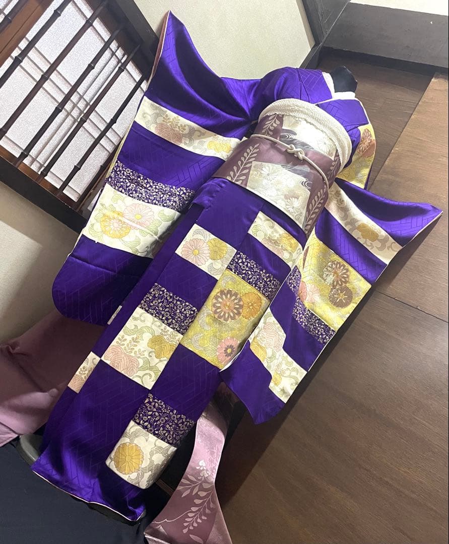 振袖フルセット6点特価サイズS〜M金駒刺繍　正絹　売り切り終了 振袖フルセット6サイズM金駒刺繍正絹