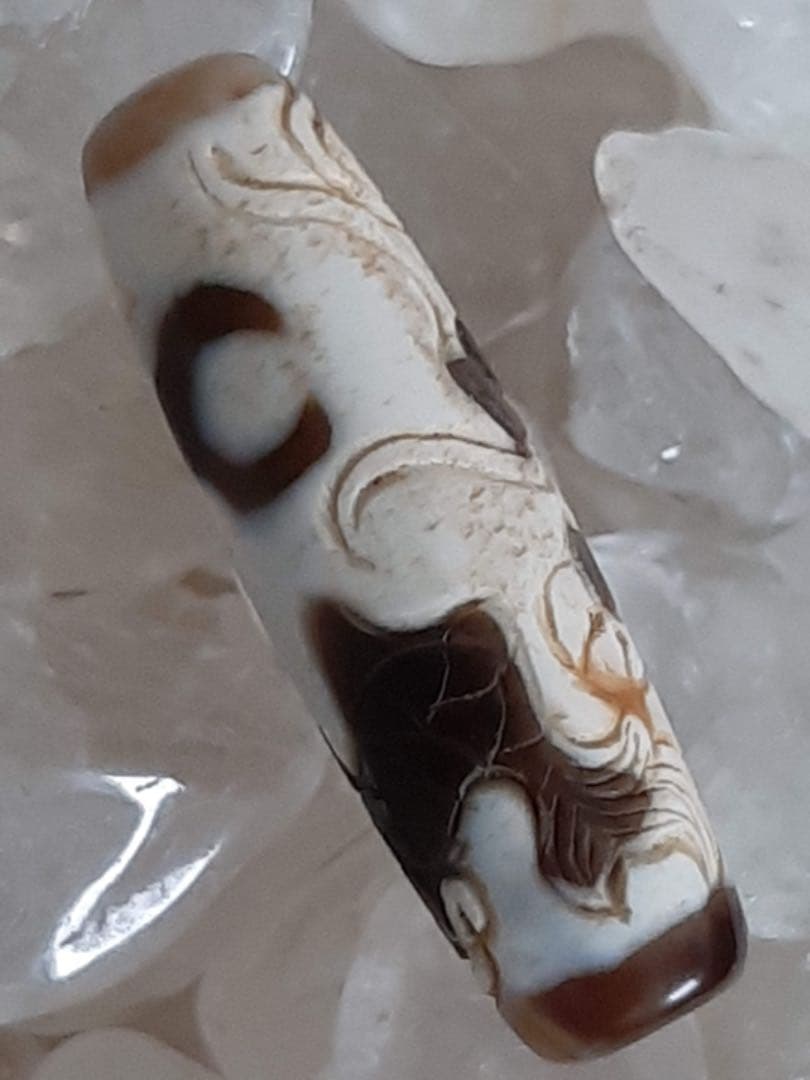 チベットジービーズ 西蔵天珠 優質老礦 特殊稀少彫刻龍神天珠