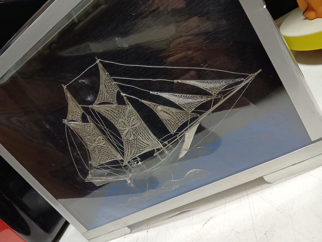 銀製　帆船　透かし彫り細工　sailing ship　sv900