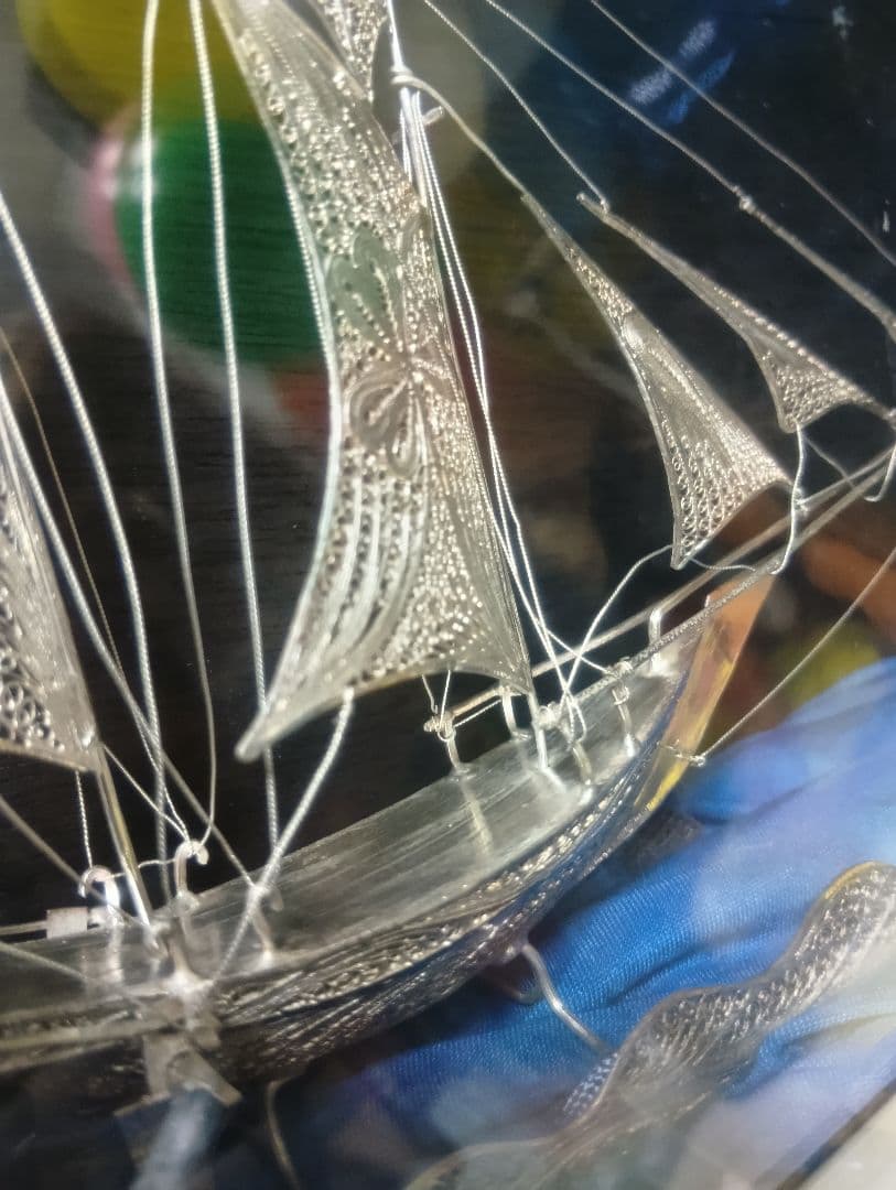 銀製　帆船　透かし彫り細工　sailing ship　sv900