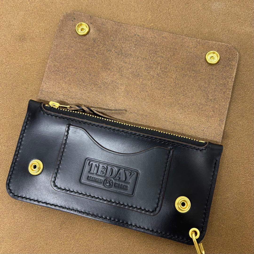 クロムエクセル　トラッカーウォレット　黒　茶心　3層　タロン　HORWEEN