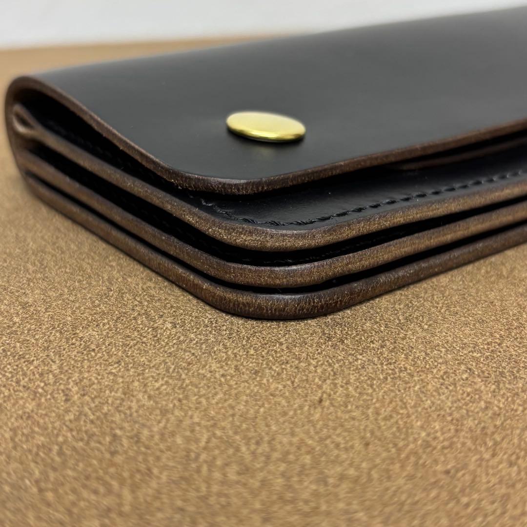 クロムエクセル　トラッカーウォレット　黒　茶心　3層　タロン　HORWEEN