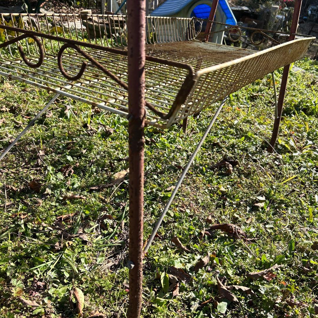 昭和レトロ アンティーク シャビー 3段ワイヤーラック 引き取り限定